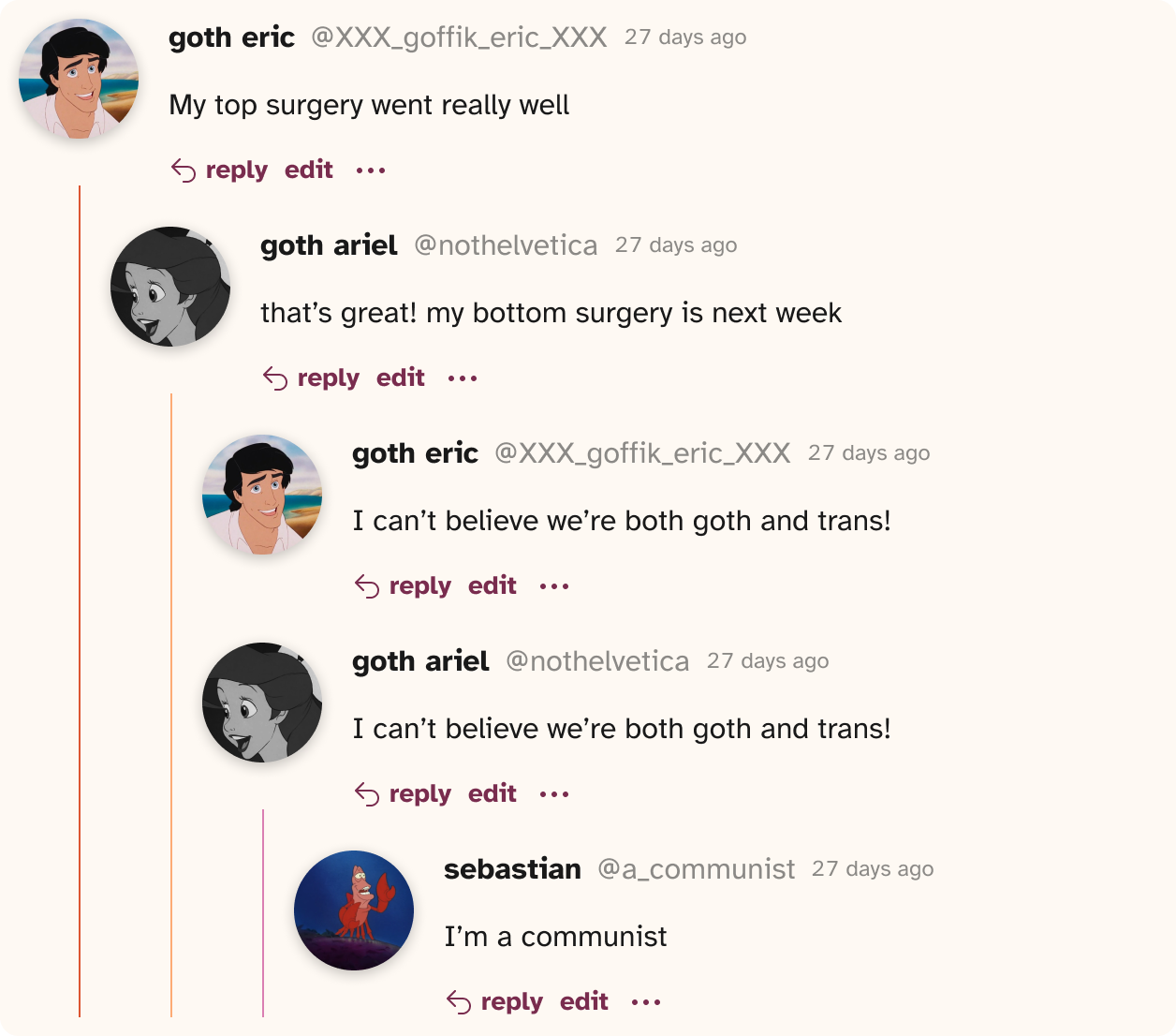 The same screenshot as before, but the colors are the lesbian flag